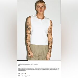 Raw-Edge Muscle Tank - White